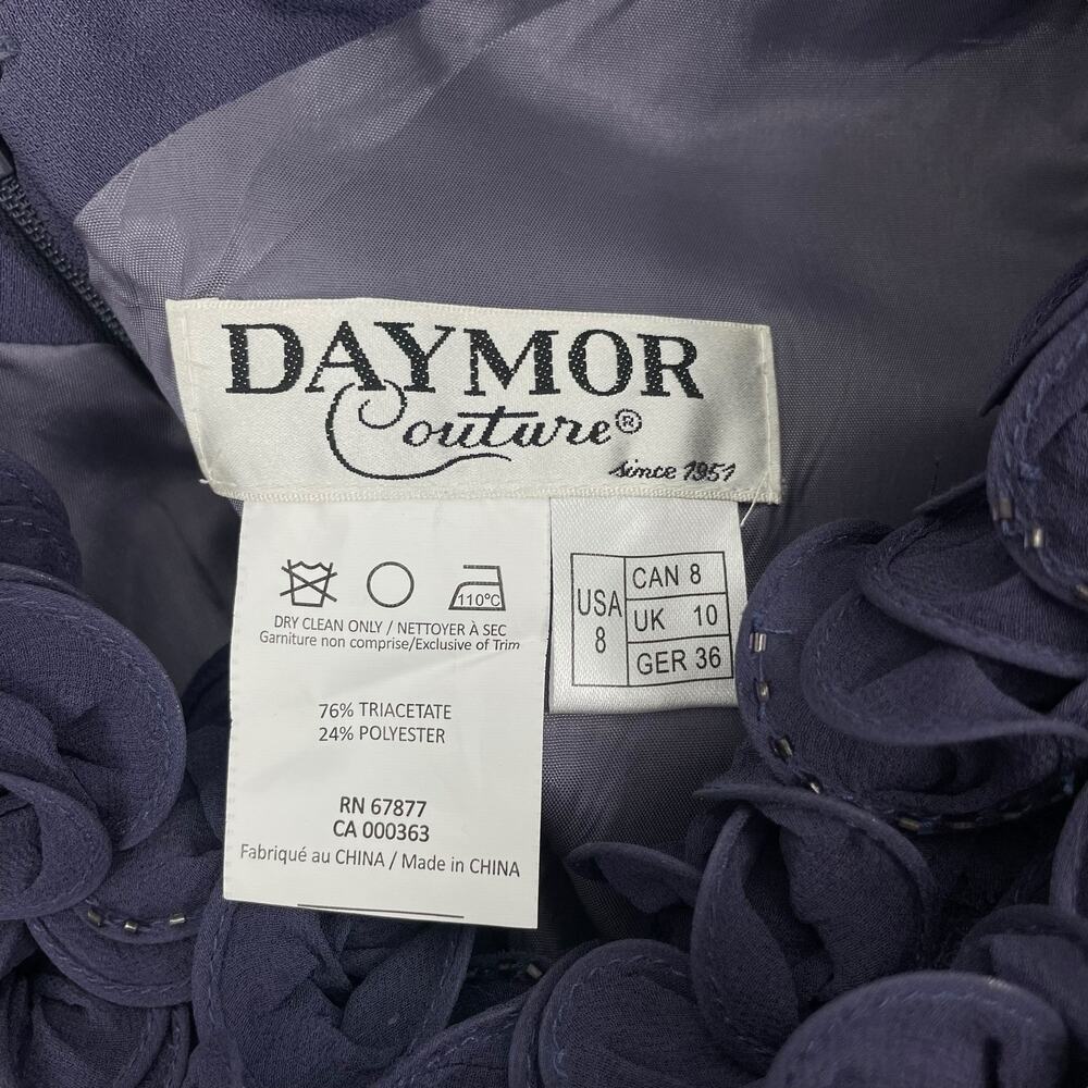 Daymor Floral Applique Off the Shoulder Evening Gown Purple Size 8 - Picture 11 of 13